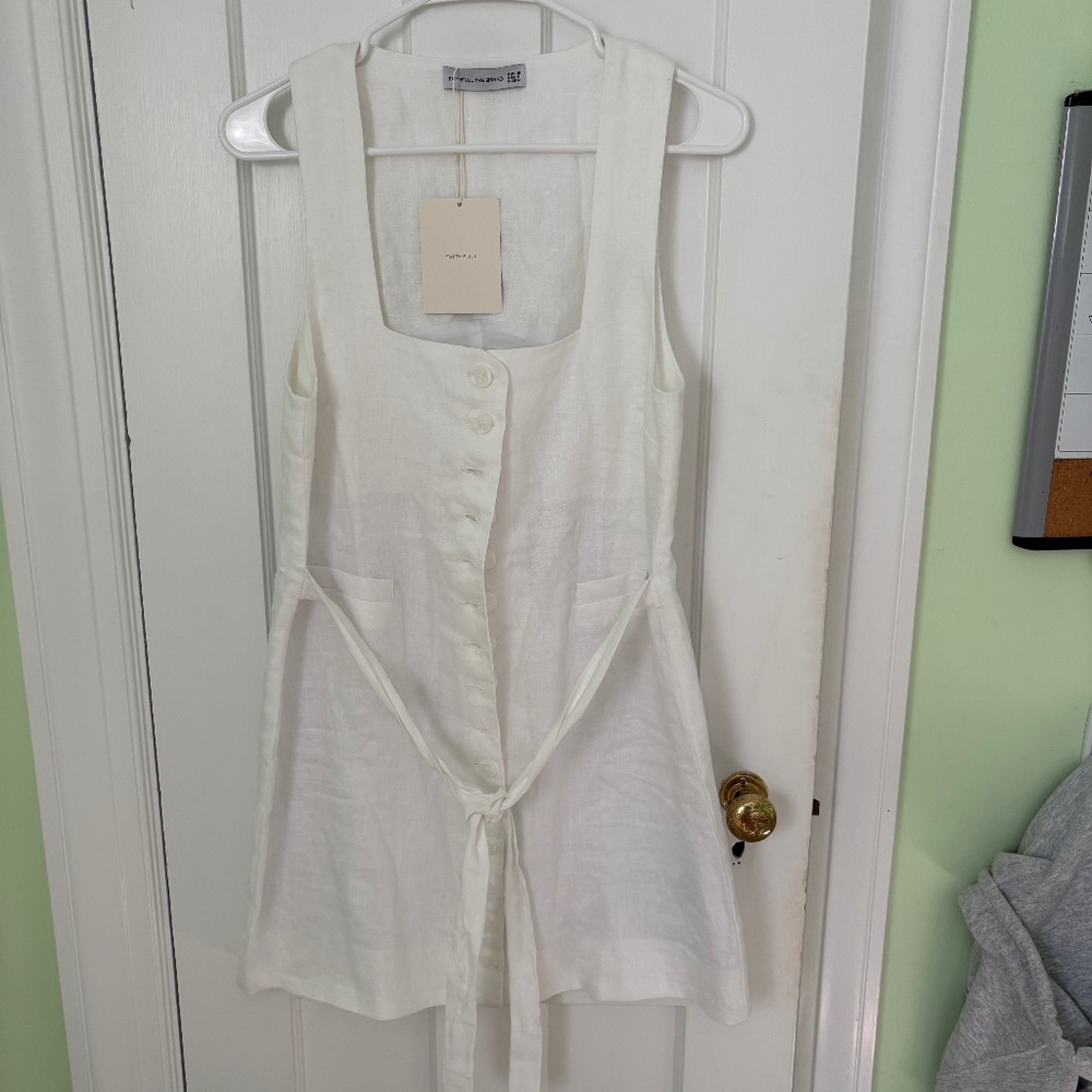 Faithful the Brand NEW WITH TAGS white linen mini dress SIZE M